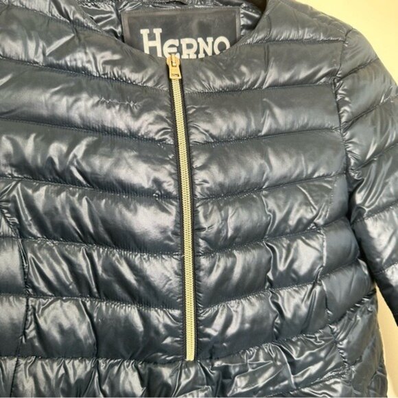 Herno Down Quilted Jacket in Navy Blue - Picture 4 of 14